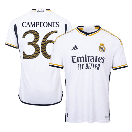 Player Version CAMPEONES #36 Real Madrid Home Soccer Jersey 2023/24 footmaillots.fr