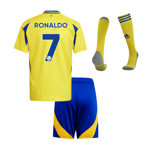 Kid's RONALDO #7 Al Nassr Home  Soccer Jersey Kit(Jersey+Shorts+Socks) 2024/25 footmaillots.fr