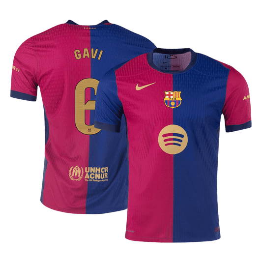 Player Version GAVI #6 Barcelona Home  Soccer Jersey 2024/25 - Spotify Logo Without Text footmaillots.fr