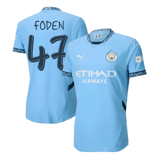 Player Version FODEN #47 Manchester City Home  Soccer Jersey 2024/25 - UCL footmaillots.fr