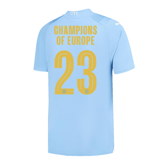 Manchester City CHAMPIONS OF EUROPE #23 Home  Soccer Jersey 2023/24 footmaillots.fr