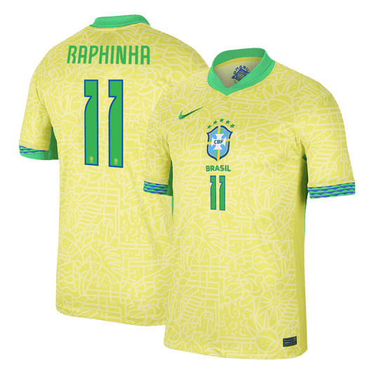 RAPHINHA #11 Brazil Home  Soccer Jersey Copa America 2024 footmaillots.fr