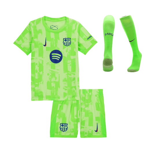 Kid's Barcelona Third Away  Soccer Jersey Kit(Jersey+Shorts+Socks) 2024/25- UCL (Spotify Logo Without Text) footmaillots.fr