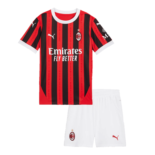 Kid's AC Milan Home  Soccer Jersey Kit(Jersey+Shorts) 2024/25 footmaillots.fr