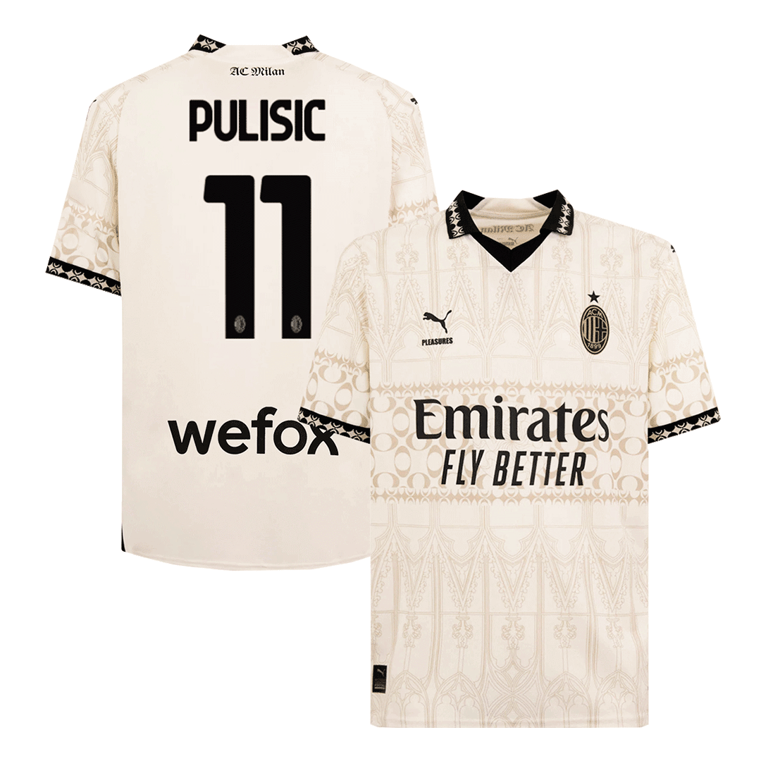 PULISIC #11 AC Milan X Pleasures Fouth Away  Soccer Jersey 2023/24 footmaillots.fr