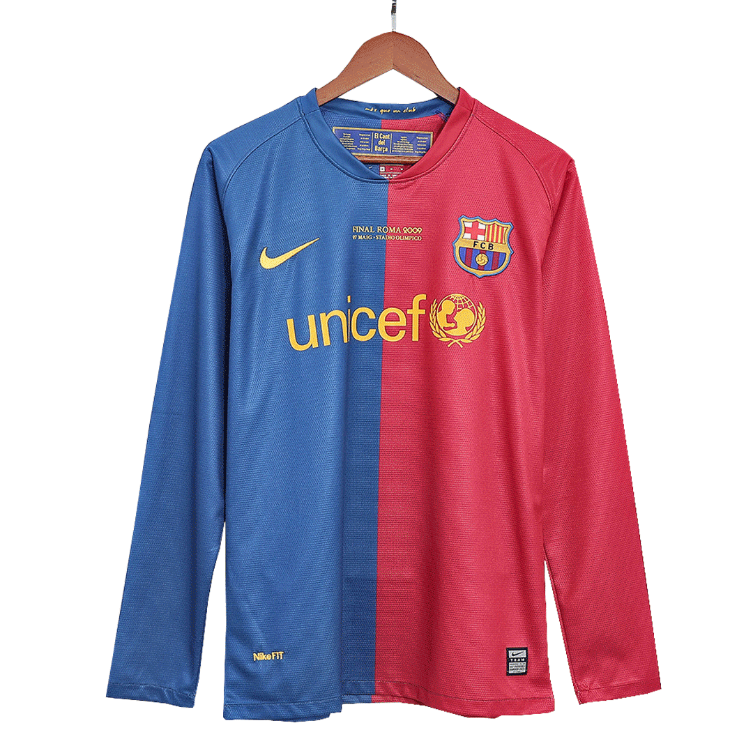 Retro XAVI #6 2008/09 Barcelona Home Long Sleeve  Soccer Jersey- UCL Final footmaillots.fr