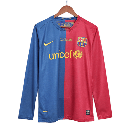 Retro XAVI #6 2008/09 Barcelona Home Long Sleeve  Soccer Jersey- UCL Final footmaillots.fr