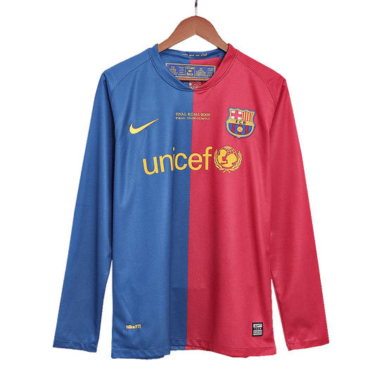 Retro XAVI #6 2008/09 Barcelona Home Long Sleeve  Soccer Jersey- UCL Final footmaillots.fr
