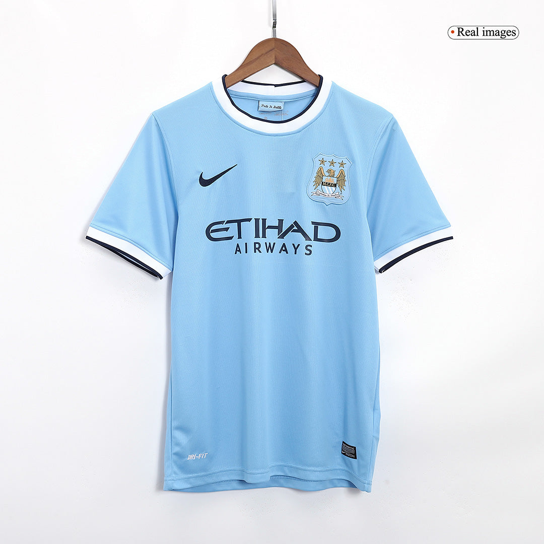 Retro 2013/14 Manchester City Home  Soccer Jersey footmaillots.fr