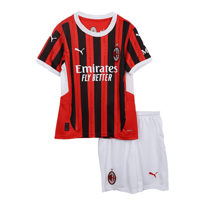Kid's AC Milan Home  Soccer Jersey Kit(Jersey+Shorts) 2024/25 footmaillots.fr