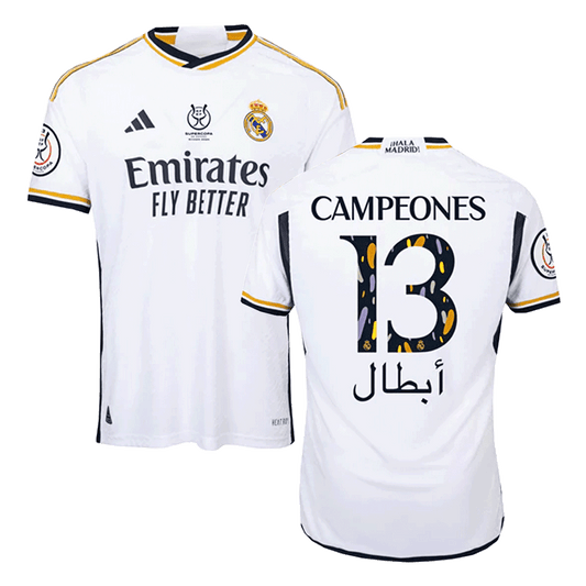 Player Version CAMPEONES #13 Real Madrid Home Soccer Jersey 2023/24 - Campeones Supercopa footmaillots.fr