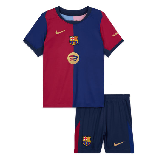 Kid's Barcelona Home  Soccer Jersey Kit(Jersey+Shorts) 2024/25-Spotify Logo Without Text footmaillots.fr