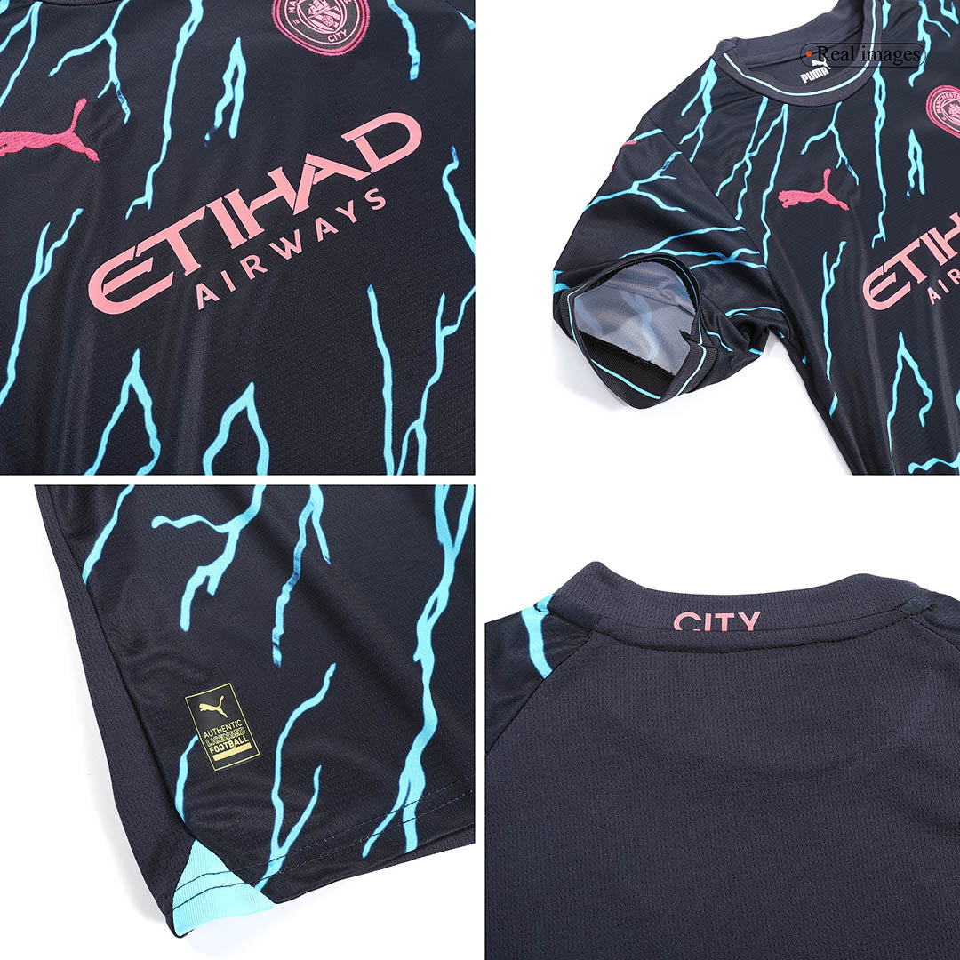 Kid's Manchester City Third Away  Soccer Jersey Kit(Jersey+Shorts) 2023/24 footmaillots.fr