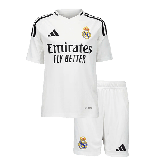 Kid's Real Madrid Home Soccer Jersey Kit(Jersey+Shorts) 2024/25 footmaillots.fr
