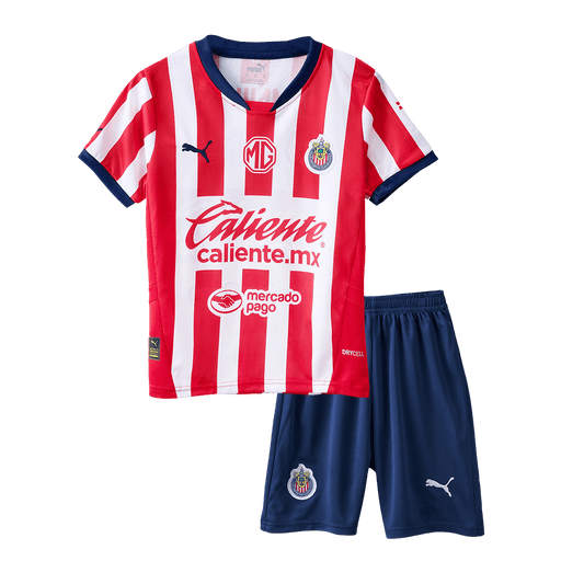 Kid's Chivas Home  Soccer Jersey Kit(Jersey+Shorts) 2024/25 footmaillots.fr