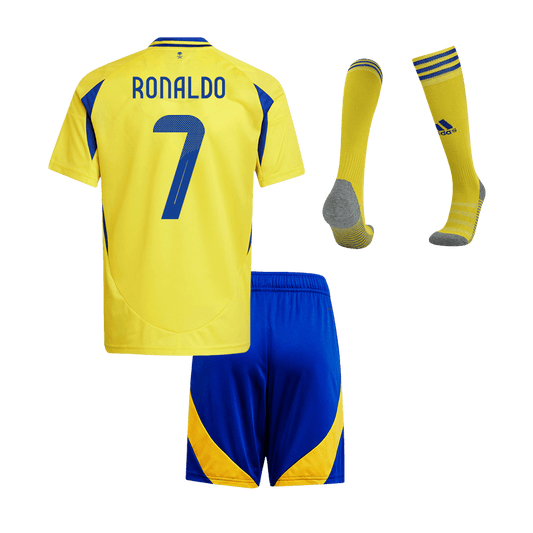 Kid's RONALDO #7 Al Nassr Home  Soccer Jersey Kit(Jersey+Shorts+Socks) 2024/25 - ACL footmaillots.fr