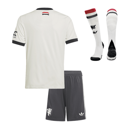 Kid's Manchester United Third Away  Soccer Jersey Kit(Jersey+Shorts+Socks) 2024/25 footmaillots.fr