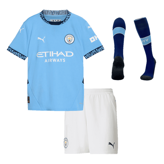 Kid's Manchester City Home  Soccer Jersey Kit(Jersey+Shorts+Socks) 2024/25 footmaillots.fr