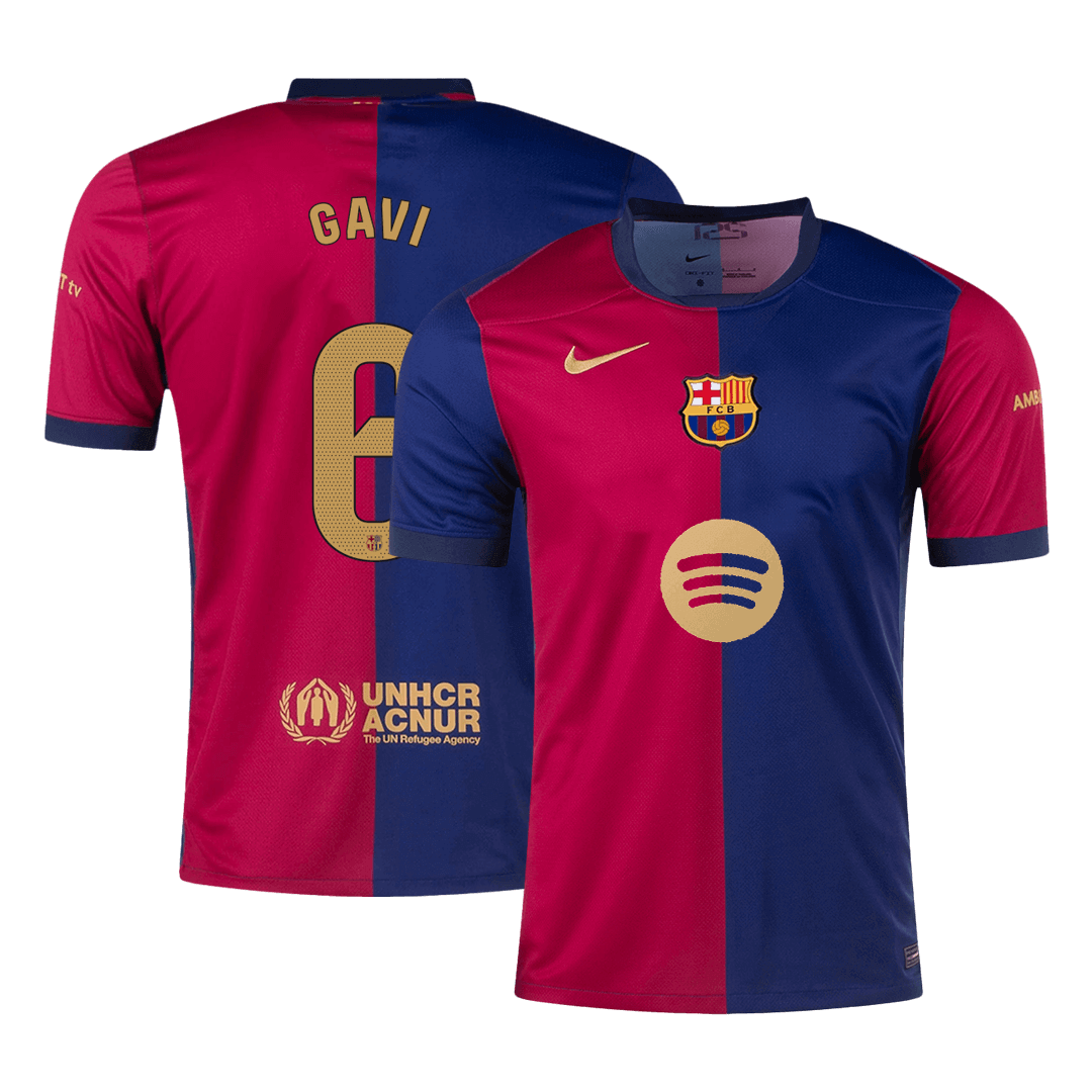GAVI #6 Barcelona Home  Soccer Jersey 2024/25- Spotify Logo Without Text footmaillots.fr