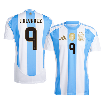 J.ALVAREZ #9 Argentina Home  Soccer Jersey 2024 footmaillots.fr