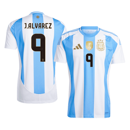 J.ALVAREZ #9 Argentina Home  Soccer Jersey 2024 footmaillots.fr