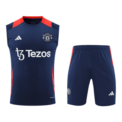 Manchester United Pre-Match  Soccer Jersey Vest Kit(Jersey+Shorts) 2024/25 footmaillots.fr