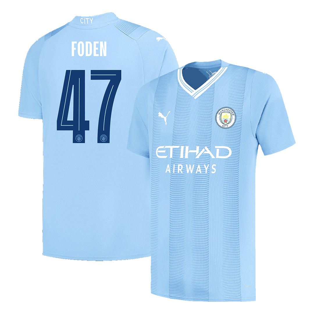 FODEN #47 Manchester City Home  Soccer Jersey 2023/24 - UCL footmaillots.fr