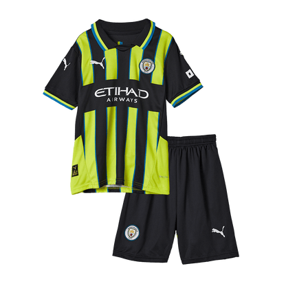 Kid's Manchester City Away  Soccer Jersey Kit(Jersey+Shorts) 2024/25 footmaillots.fr