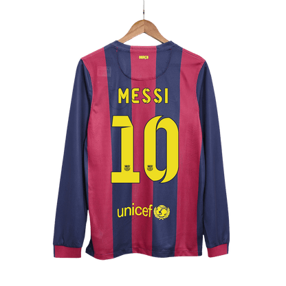Retro MESSI #10 2014/15 Barcelona Home Long Sleeve  Soccer Jersey footmaillots.fr