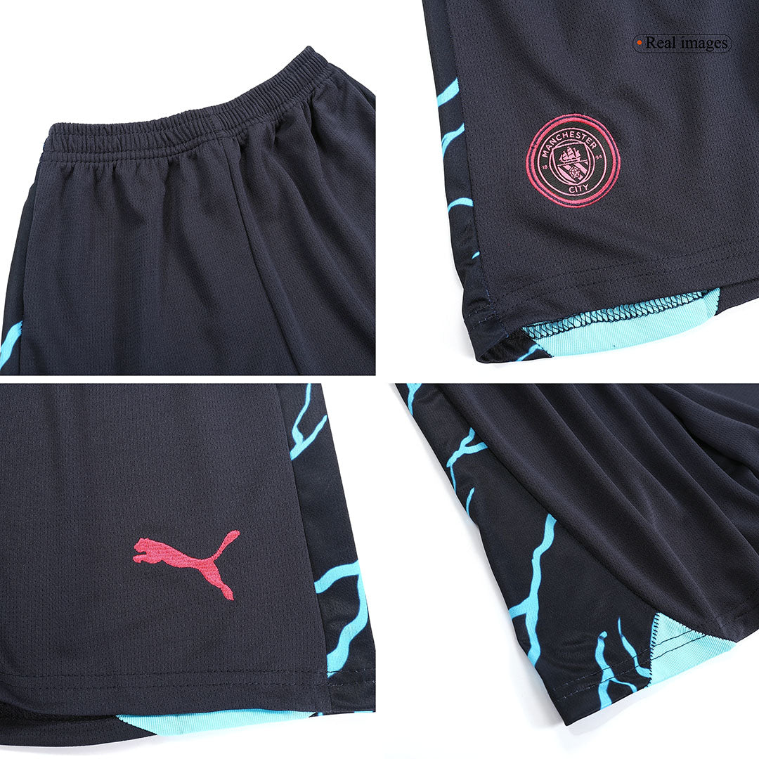 Kid's Manchester City Third Away  Soccer Jersey Kit(Jersey+Shorts) 2023/24 footmaillots.fr