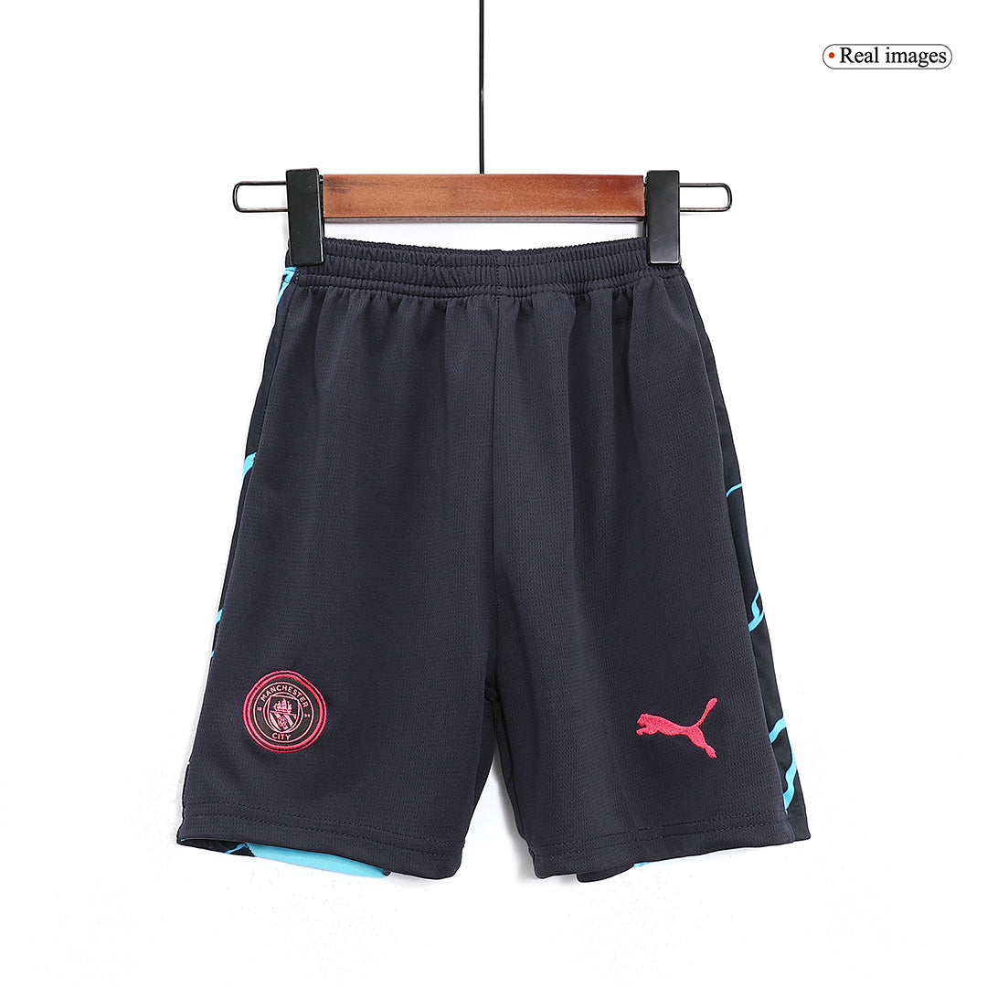 Kid's Manchester City Third Away  Soccer Jersey Kit(Jersey+Shorts) 2023/24 footmaillots.fr