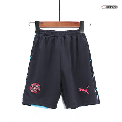 Kid's Manchester City Third Away  Soccer Jersey Kit(Jersey+Shorts) 2023/24 footmaillots.fr