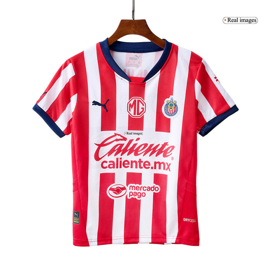 Kid's Chivas Home  Soccer Jersey Kit(Jersey+Shorts) 2024/25 footmaillots.fr
