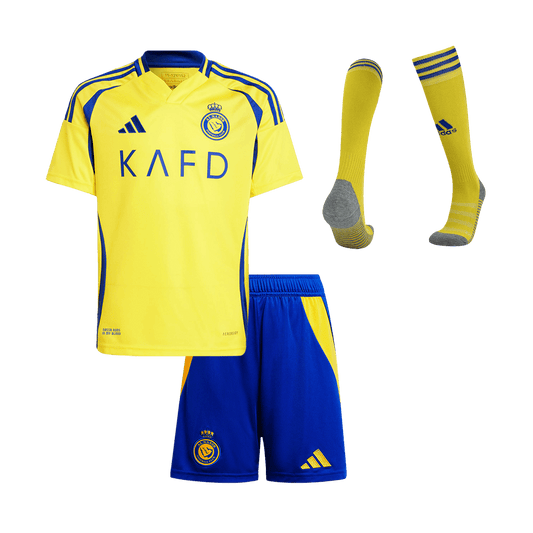 Kid's Al Nassr Home  Soccer Jersey Kit(Jersey+Shorts+Socks) 2024/25 footmaillots.fr