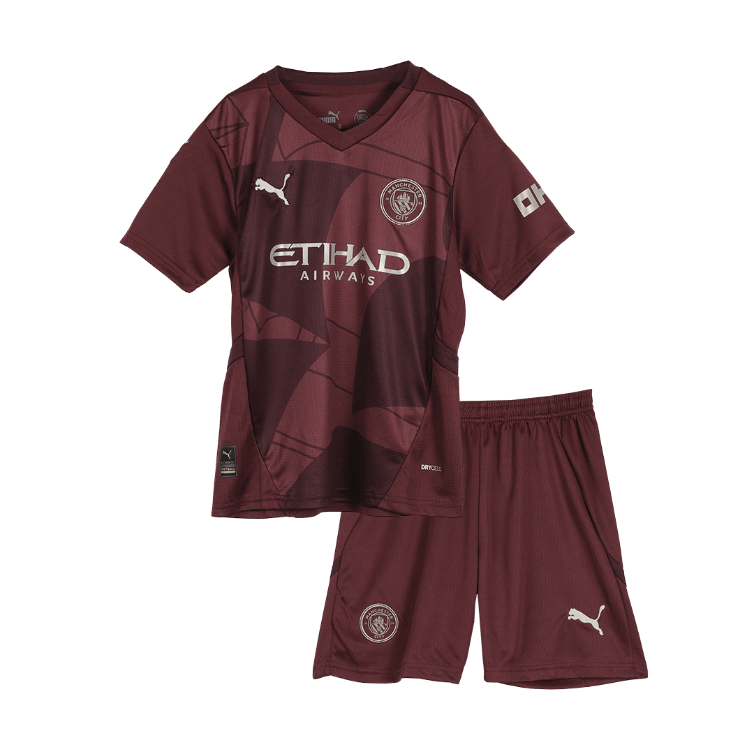 Kid's Manchester City Third Away  Soccer Jersey Kit(Jersey+Shorts) 2024/25 footmaillots.fr