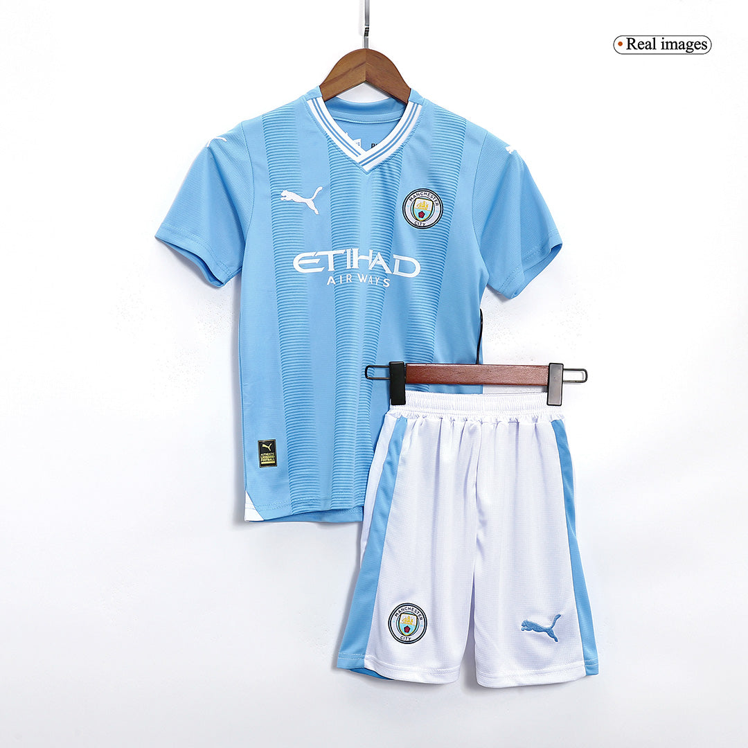 Kid's Manchester City Home  Soccer Jersey Kit(Jersey+Shorts) 2023/24 footmaillots.fr