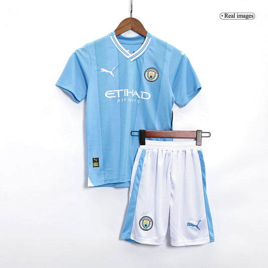 Kid's Manchester City Home  Soccer Jersey Kit(Jersey+Shorts) 2023/24 footmaillots.fr