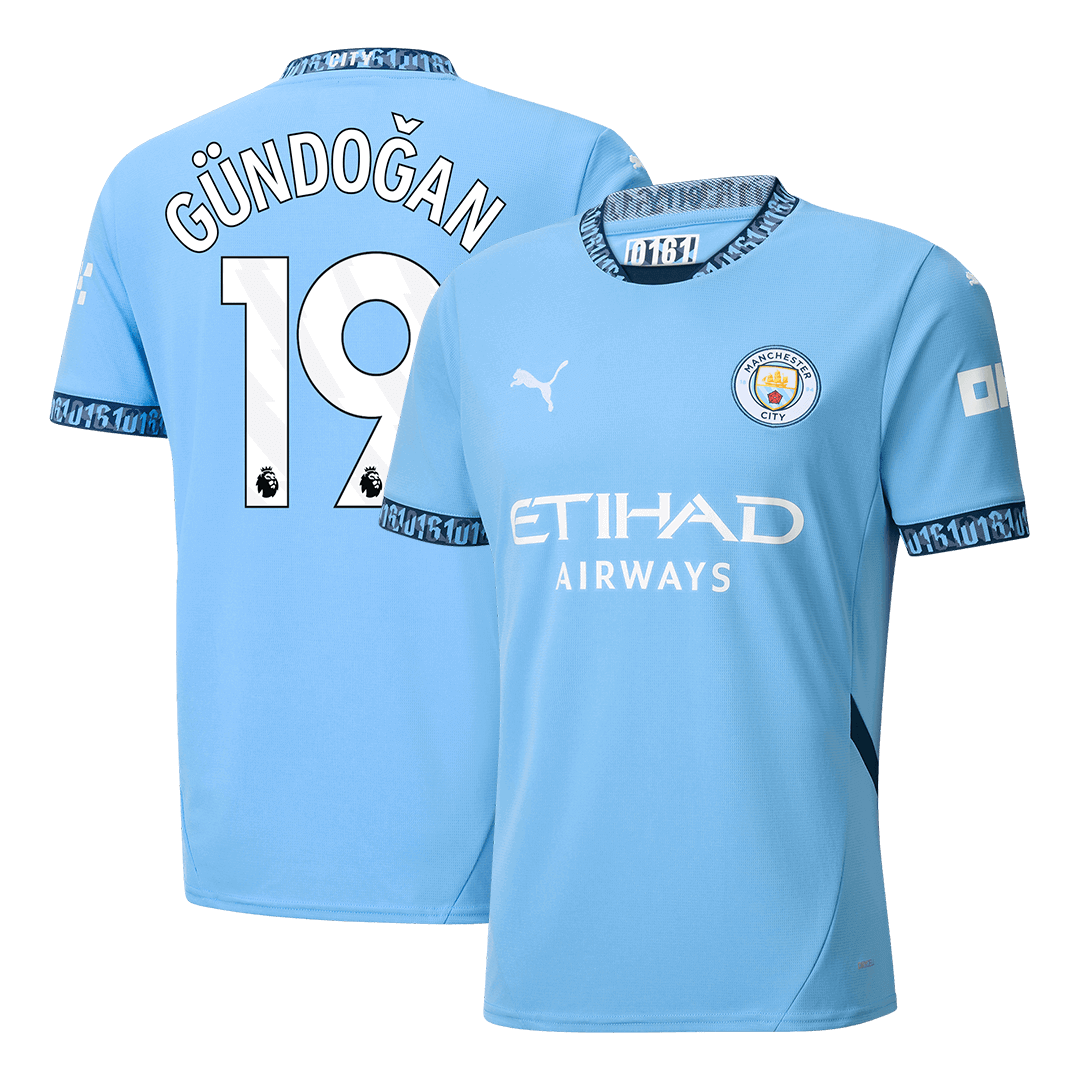 G?NDO?AN #19 Manchester City Home  Soccer Jersey 2024/25 footmaillots.fr