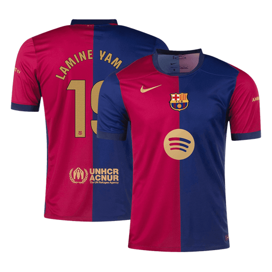 LAMINE YAMAL #19 Barcelona Home  Soccer Jersey 2024/25- Spotify Logo Without Text footmaillots.fr