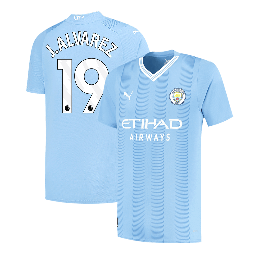 J.ALVAREZ #19 Manchester City Home  Soccer Jersey 2023/24 footmaillots.fr