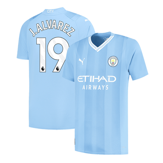 J.ALVAREZ #19 Manchester City Home  Soccer Jersey 2023/24 footmaillots.fr