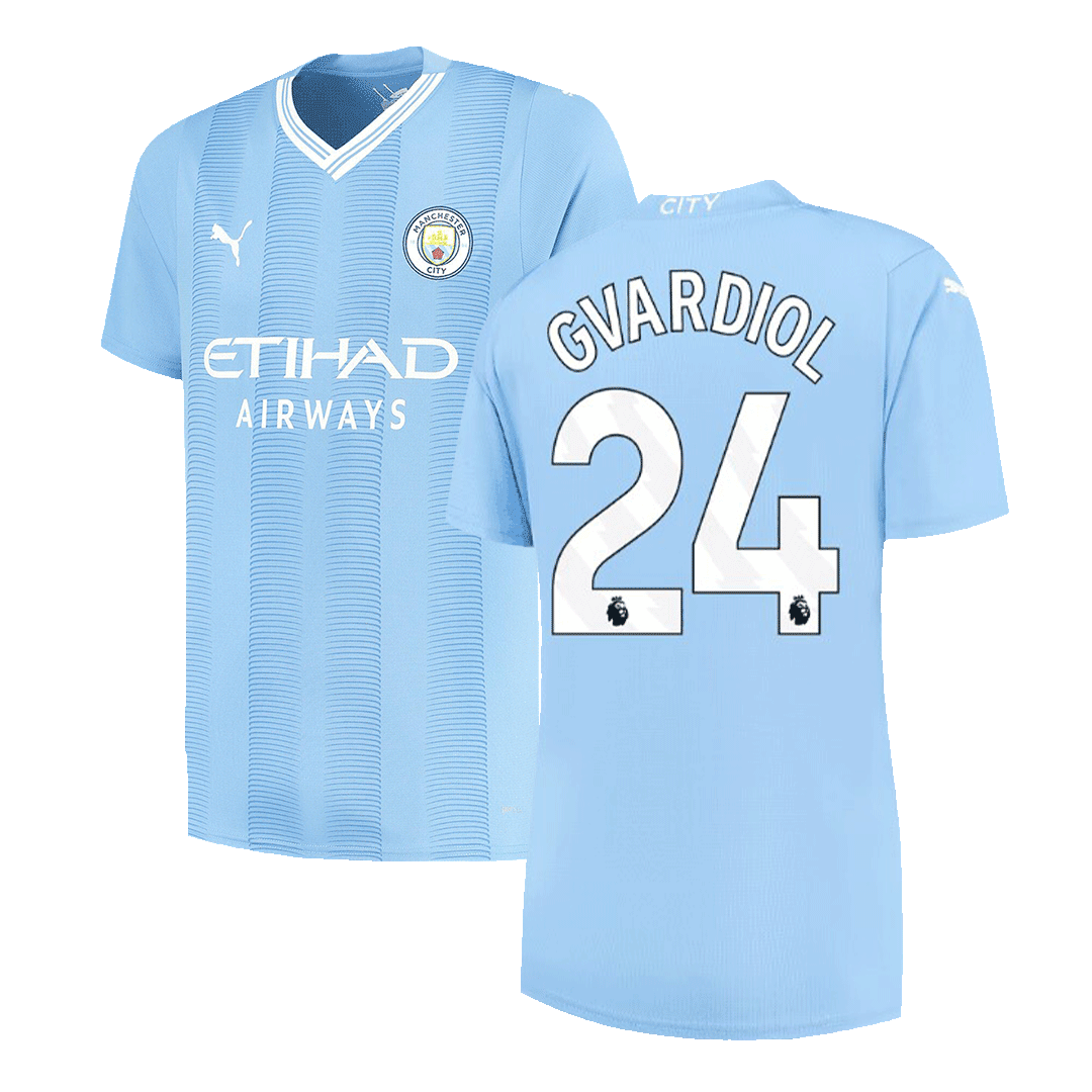 GVARDIOL #24 Manchester City Home  Soccer Jersey 2023/24 footmaillots.fr