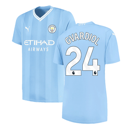 GVARDIOL #24 Manchester City Home  Soccer Jersey 2023/24 footmaillots.fr