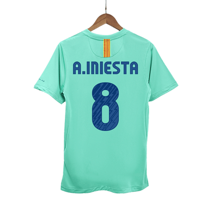 Retro A.INIESTA #8 2010/11 Barcelona Away  Soccer Jersey footmaillots.fr