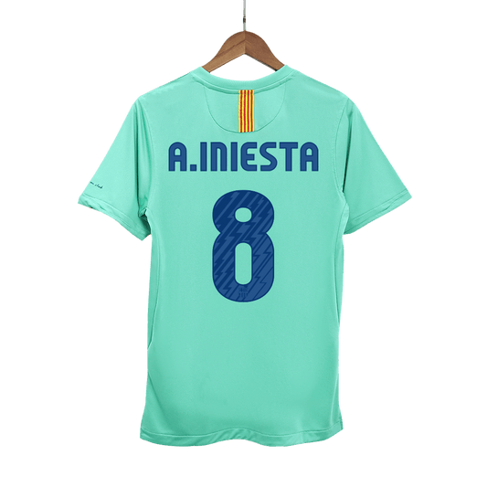 Retro A.INIESTA #8 2010/11 Barcelona Away  Soccer Jersey footmaillots.fr
