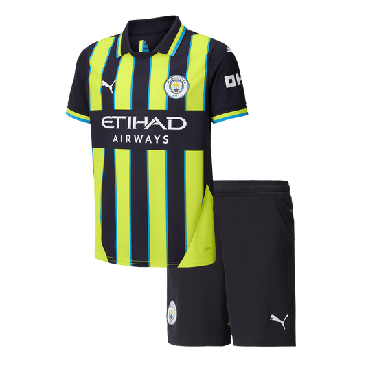 Kid's Manchester City Away  Soccer Jersey Kit(Jersey+Shorts) 2024/25 footmaillots.fr