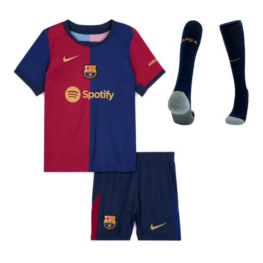 Kid's Barcelona Home  Soccer Jersey Kit(Jersey+Shorts+Socks) 2024/25 footmaillots.fr