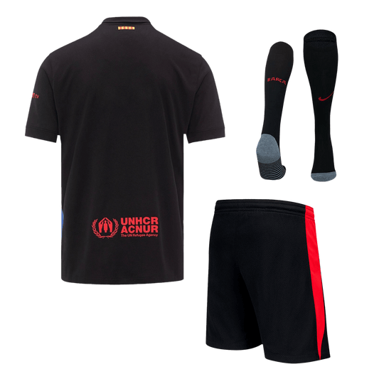 Barcelona Away  Soccer Jersey Kit(Jersey+Shorts+Socks) 2024/25- Spotify Logo Without Text footmaillots.fr