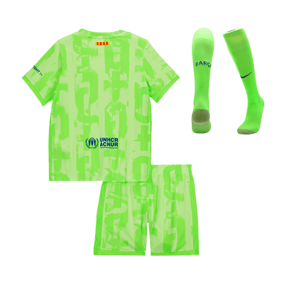 Kid's Barcelona Third Away  Soccer Jersey Kit(Jersey+Shorts+Socks) 2024/25- UCL (Spotify Logo Without Text) footmaillots.fr