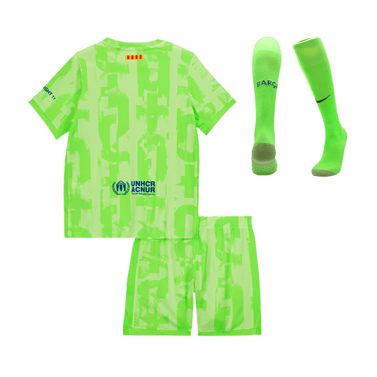 Kid's Barcelona Third Away  Soccer Jersey Kit(Jersey+Shorts+Socks) 2024/25- UCL (Spotify Logo Without Text) footmaillots.fr
